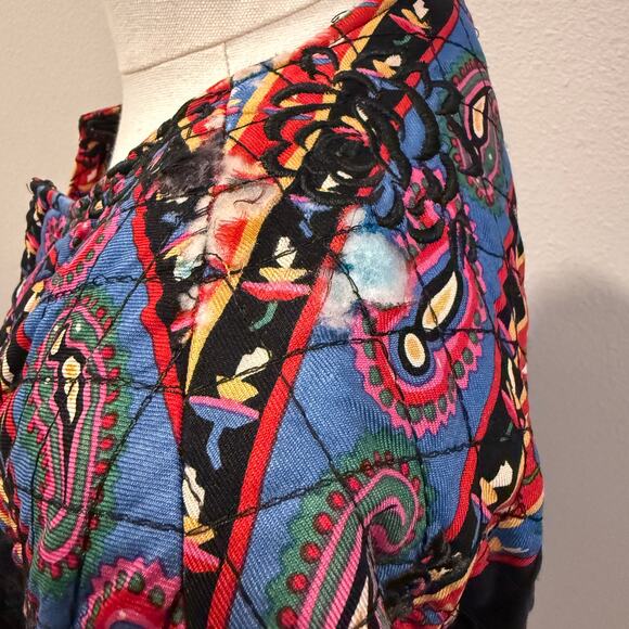 Vintage Carlisle Silk Wool Quilted Medium Paisley Floral Jacket Retro Artsy - Picture 6 of 8
